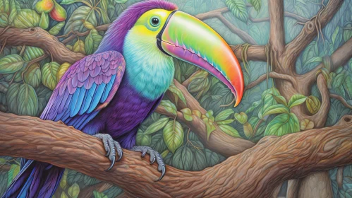 Toucan Jungle Painting - Exotic Wildlife Artwork