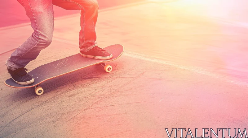 Young Skateboarder on Sunny Day | Street Skating Adventure AI Image