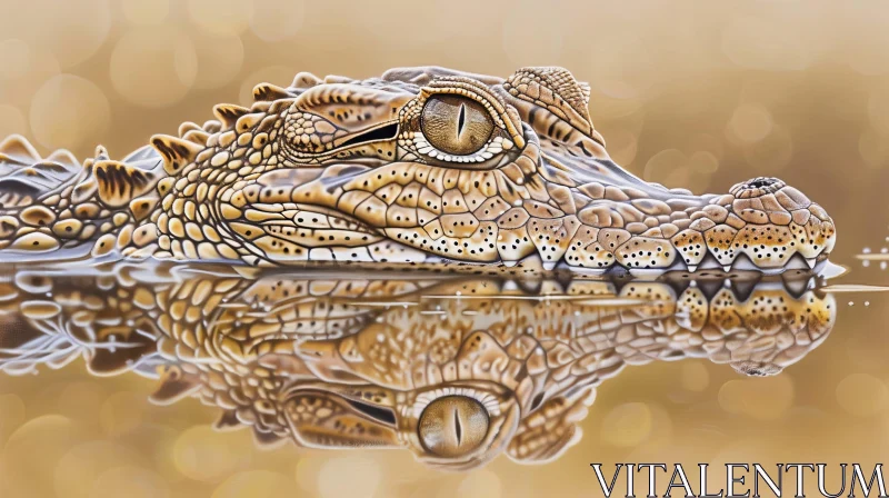 Close-Up Crocodile Head in Water AI Image