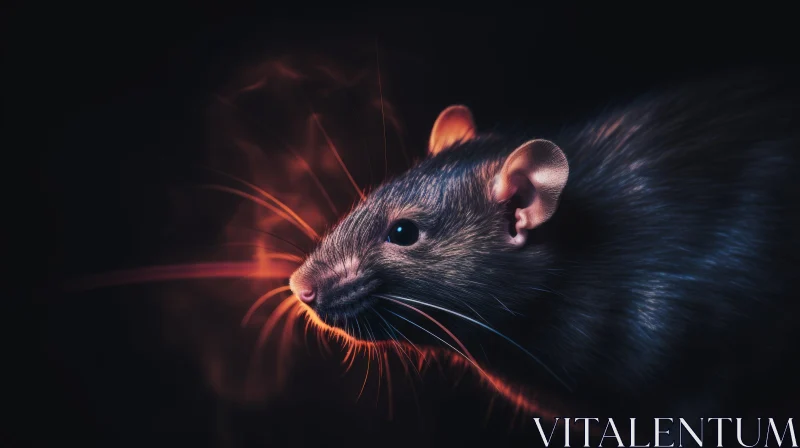 Close-up Glowing Red Rat - Enigmatic Wildlife AI Image