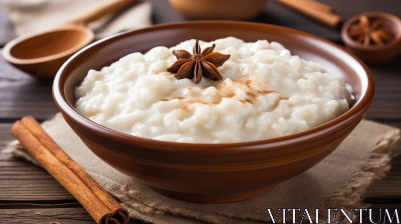 AI ART Delicious Rice Pudding with Cinnamon and Anise Star