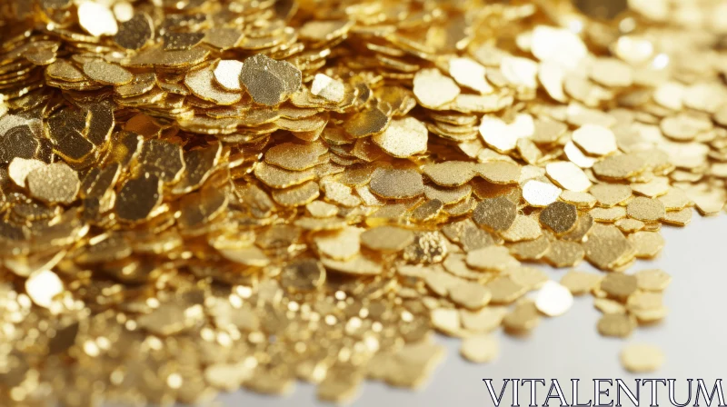 Gold Glitter Close-Up on White Surface AI Image