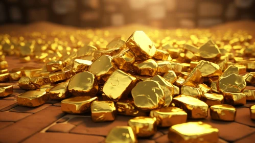 Golden Nugget Pile on Stone Surface