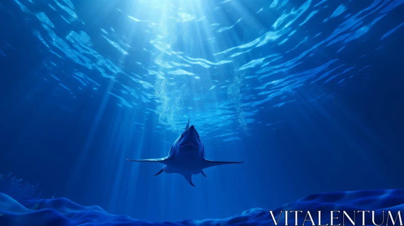 AI ART Gray and White Shark in Clear Blue Ocean - Predatory Carnivore