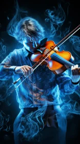 Melodic Performance: Man Playing Violin in Dark Setting