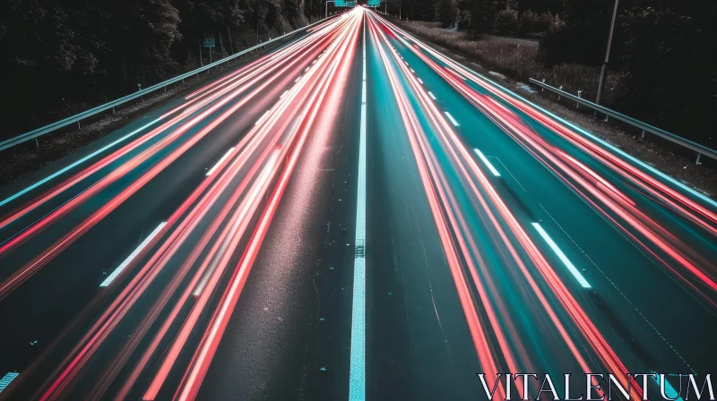 AI ART Night Highway Lights: Speed and Motion
