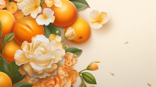 Realistic Orange and White Floral Bouquet Drawing