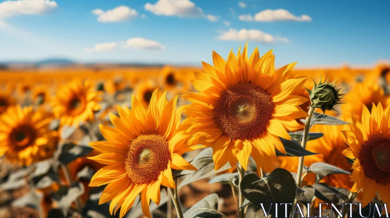 Sunflower Field Landscape: Bright Yellow Flowers AI Image