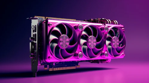 High-End Computer Graphics Card with Purple Light
