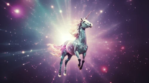 Majestic Unicorn in Starry Night – Fantasy Artwork