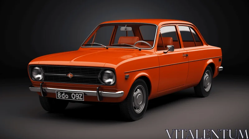 Vintage Orange Car: Realistic and Detailed Rendering | 1970s AI Image