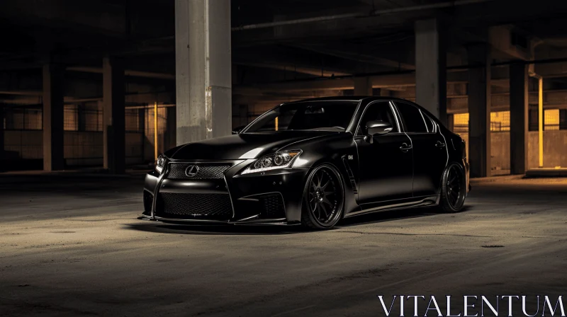 Black Lexus in a Dark Parking Lot | Intricate and Timeless Artistry AI Image