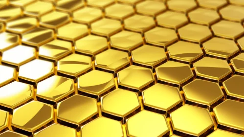 Golden Honeycomb Hexagons Pattern Close-Up