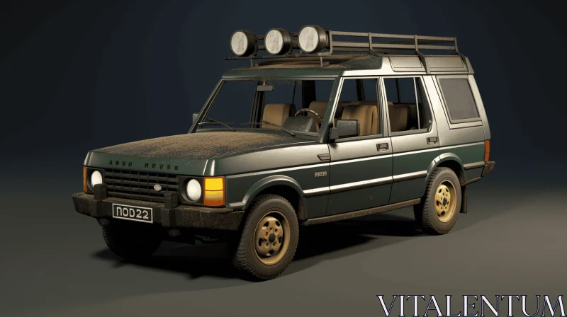 Gritty and Nostalgic Land Rover 3D Model - Light Indigo and Gold AI Image