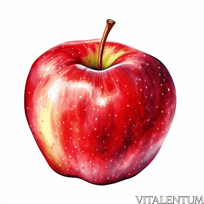 Realistic Watercolor Painting of an Apple | Detailed Background Elements AI Image