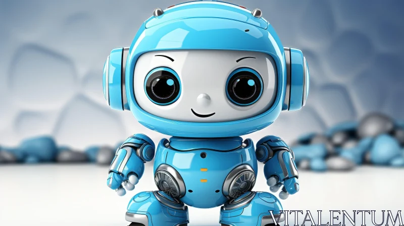 Blue Robot with Friendly Smile AI Image