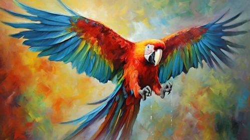 Colorful Parrot Painting with Spread Wings