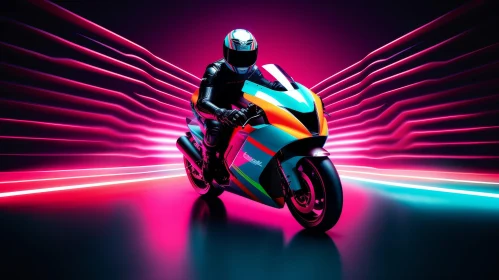 Futuristic Motorcycle Rider 3D Rendering