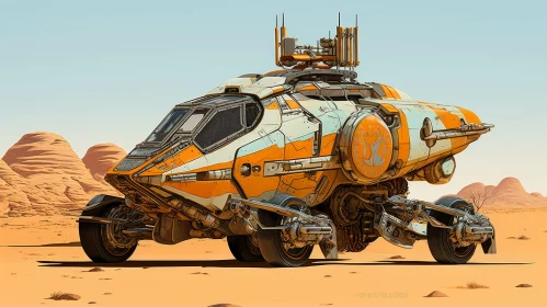 Futuristic Vehicle in Desert Landscape