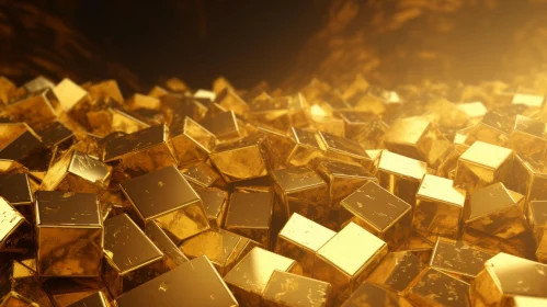 Luxurious Gold Cubes 3D Rendering