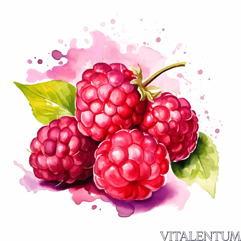 Vibrant Watercolor Raspberry Painting | Hyper-Realistic Still Life AI Image