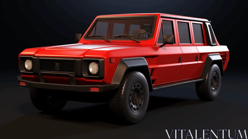 Captivating 3D Rendered Red SUV on a Dark Background AI Image