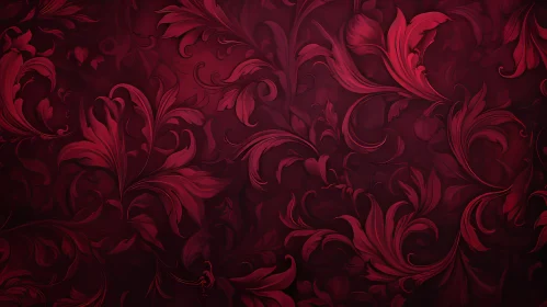 Dark Red Leaves and Vines Pattern Background