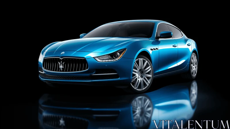Exquisite Maserati GTI Artwork on Blue Background AI Image