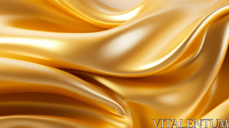 Golden Silk Fabric 3D Render - Elegant Texture for Digital Art AI Image