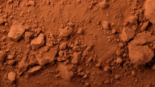 Martian Surface Close-up: Red Dust and Craters