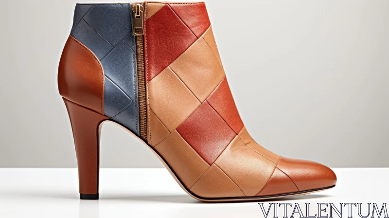 Multicolored Leather High-Heeled Boot - Fashion Statement AI Image