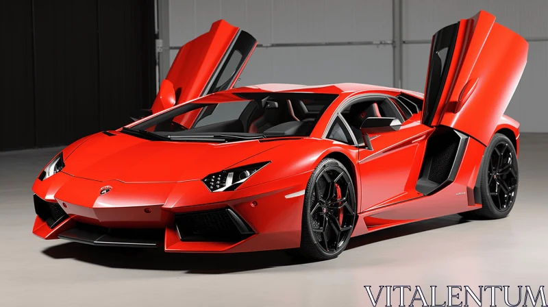 Red Lamborghini Super Car - Hyper-Detailed Rendering AI Image