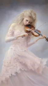 Serene Woman Playing Violin Painting