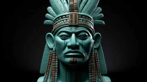 Aztec Warrior Stone Sculpture - 3D Rendering