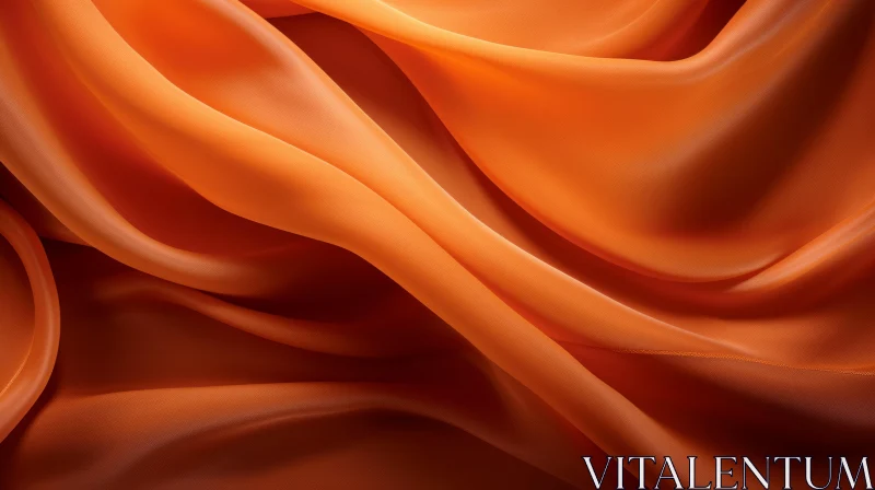 Elegant Orange Silk Fabric Close-Up AI Image