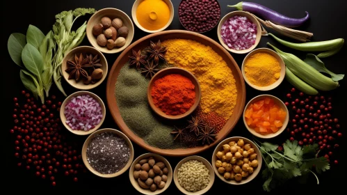 Exquisite Spice and Herb Flat Lay Composition