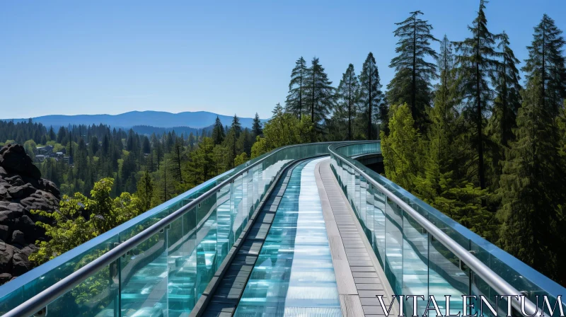 Glass Bridge in Lush Green Forest AI Image