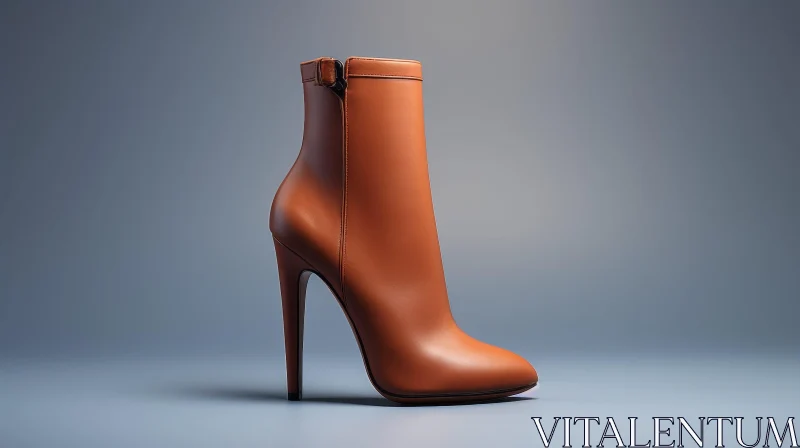 AI ART Brown Leather High Heel Boot 3D Rendering