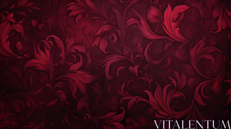 AI ART Dark Red Leaves and Vines Pattern Background