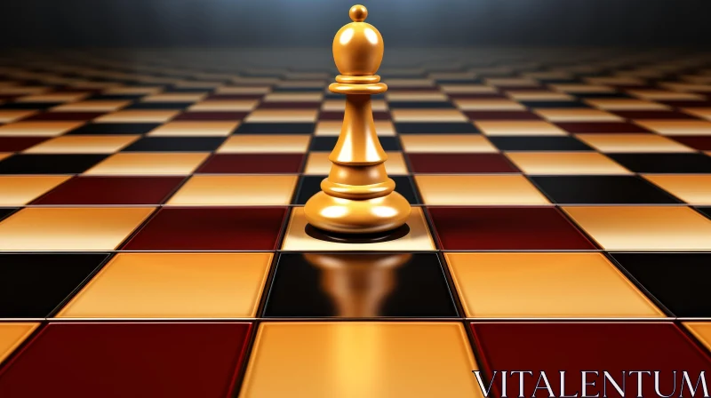 AI ART Golden Chess Pawn on Chessboard