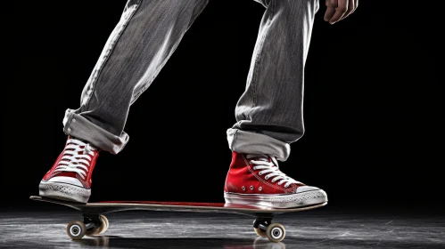 Skateboarding Man in Gray Jeans