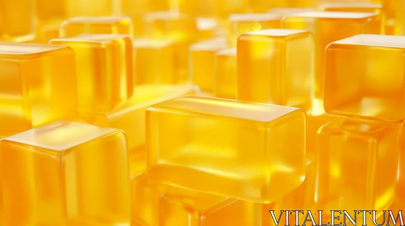 Translucent Yellow Cubes Abstract Background AI Image