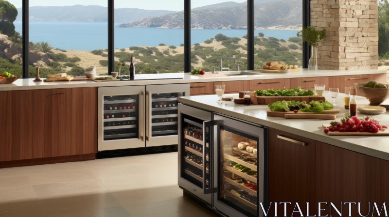 Lake View Modern Kitchen AI Image