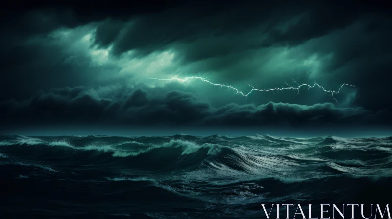 AI ART Powerful Stormy Sea with Huge Waves