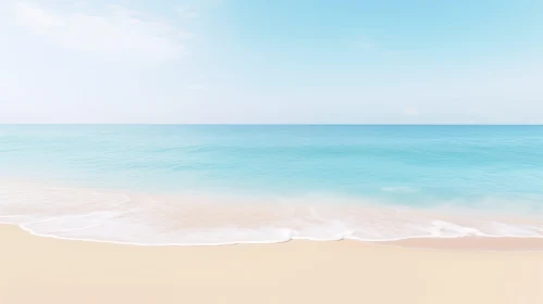 Tranquil Beach Scene with Clear Blue Water and Soft Sand