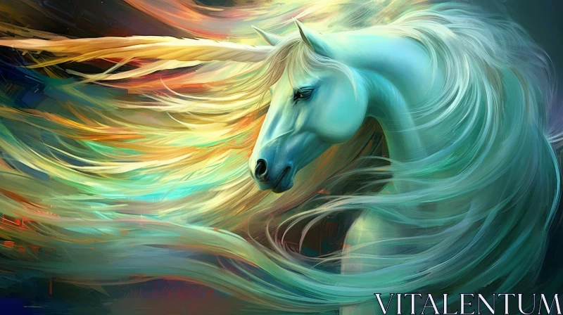 AI ART White Horse Painting in Nature