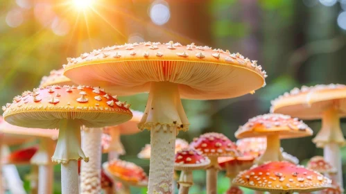 Enchanting Mushroom Cluster in the Forest