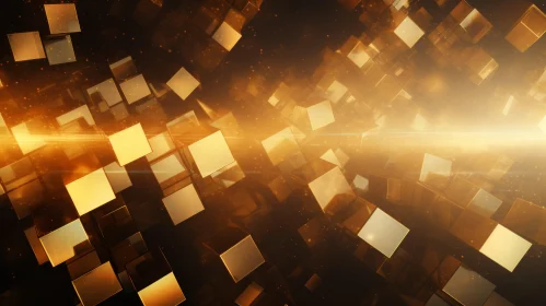 Golden 3D Cube Chaos Artwork
