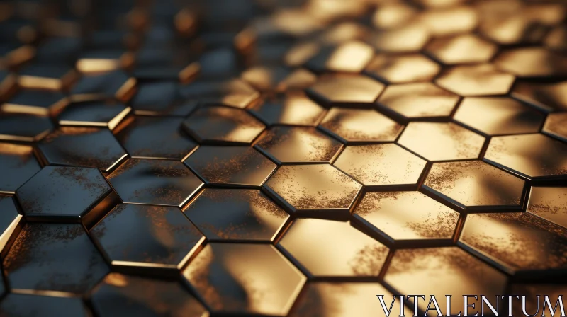 Luxury Metallic Hexagonal Pattern Close-Up AI Image