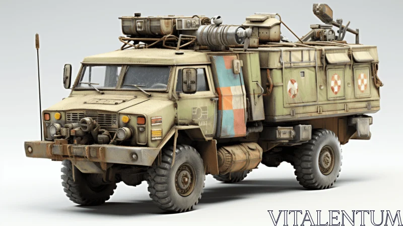 Realistic Military Truck 3D Model | Hyper-Detailed Sculpture AI Image